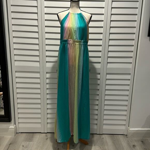 ASOS Other - ASOS Halter Neck Colorful Beach Swim Dress with side Slits.